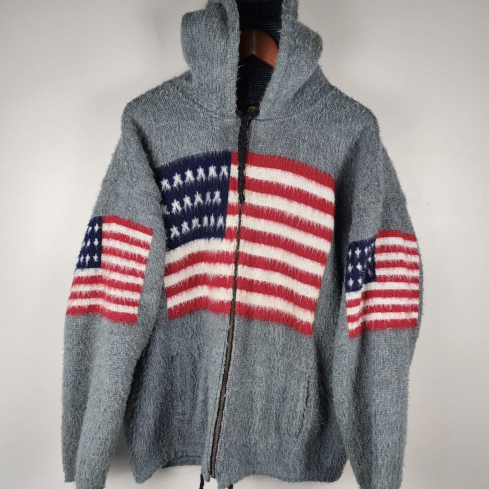 Vintage Ruminahui USA Wool Hoodie Sweater Jacket - Americana Western